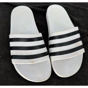 Adidas White & Black Durable Comfort Adilette Aqua Slide Sandals